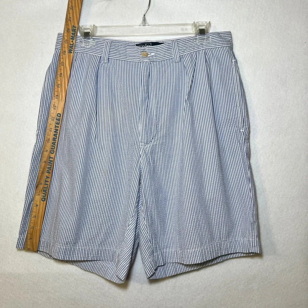 Polo Ralph Lauren Tyler Shorts Men's Blue White Seersucker Striped Coastal 33